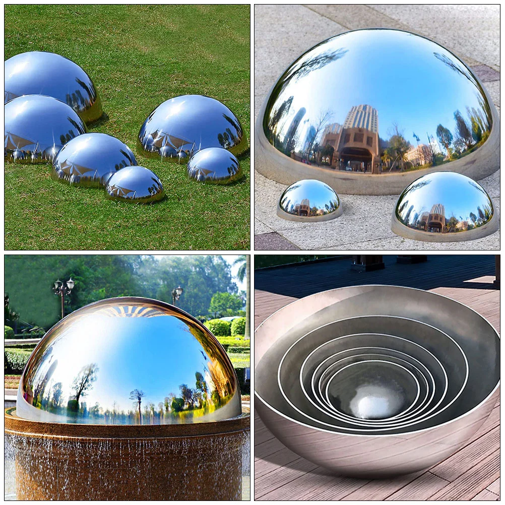 6 Pcs Garden Reflective Ball Gold Decor Hemisphere Stainless Steel Hollow Autumn Mirror Polished Decoration Gazing Balls Home