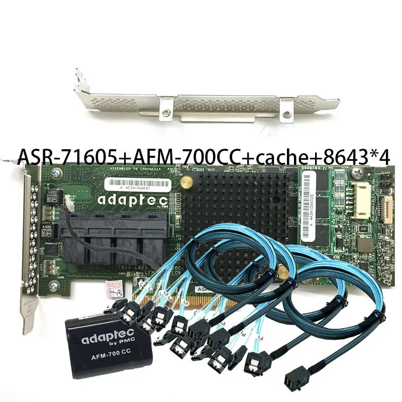 

Adaptec ASR 71605 1GB 16 Port PCIe Raid with Battery and 4x Cable SFF-8643 to SATA