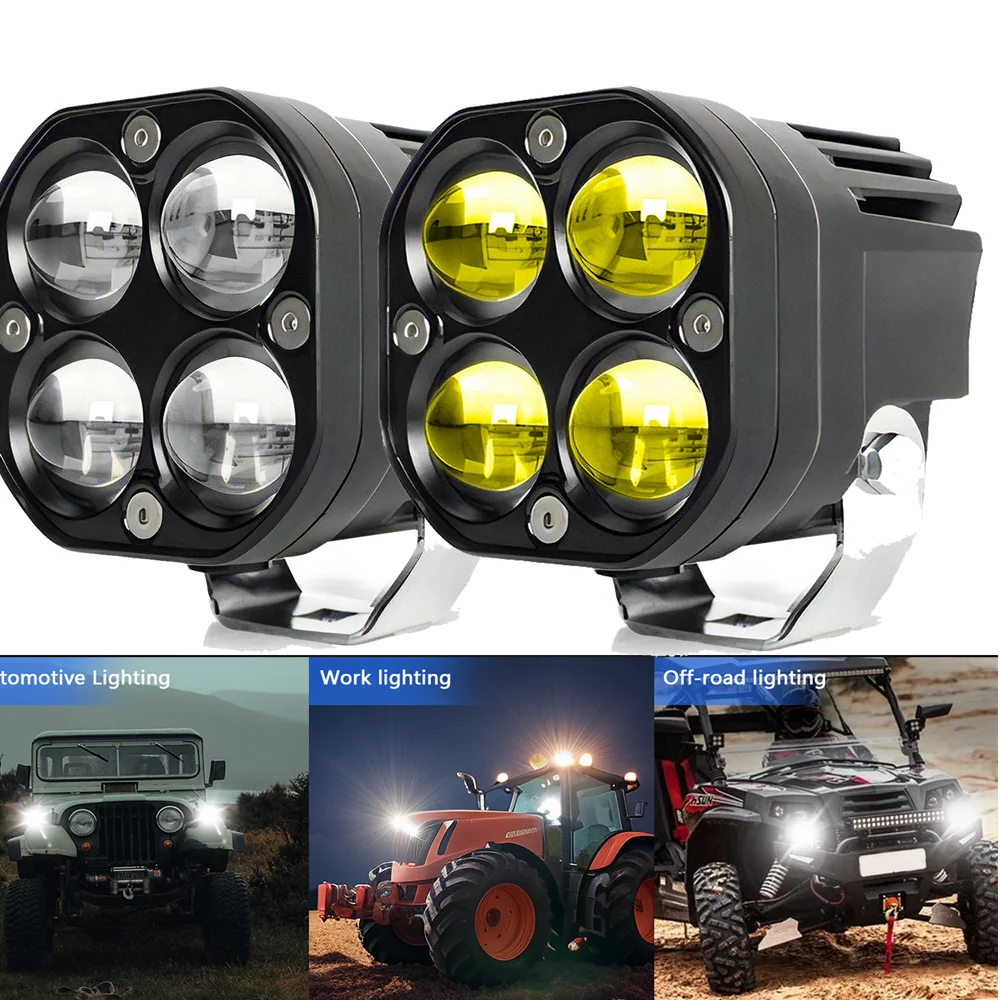 

3inch Work Off-road Lights Headlight Front Auxiliary Double Lenses Super Bright Color Len Lighthouse 12V 24V 4X4 Truck Car SUV