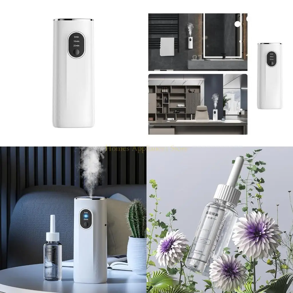 

D0AB Waterless Essential Oil Diffusers Desktop Rechargeable 3 Timer Setting Scent Diffusers for Hotel Car Bedroom Office Home