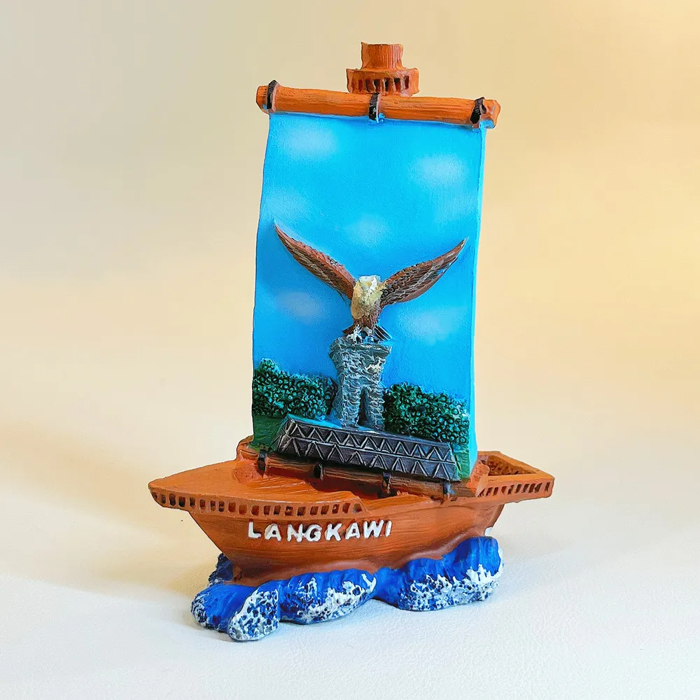 Malaysia Langkawi Sailboat Eagle Resin Figurine Tourist Souvenir Desktop Ornament Home Decor Craft