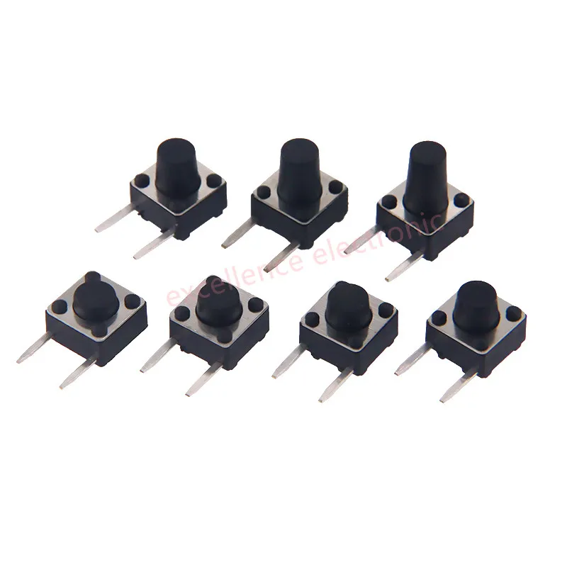 20PCS 6X6 Series Tact Switch 6*6*4.3/5/6/7/8/9/10mm Pins 2/4 Feet Horizontal Bracket Push Button Switch DIP PCB Micro/key Switch