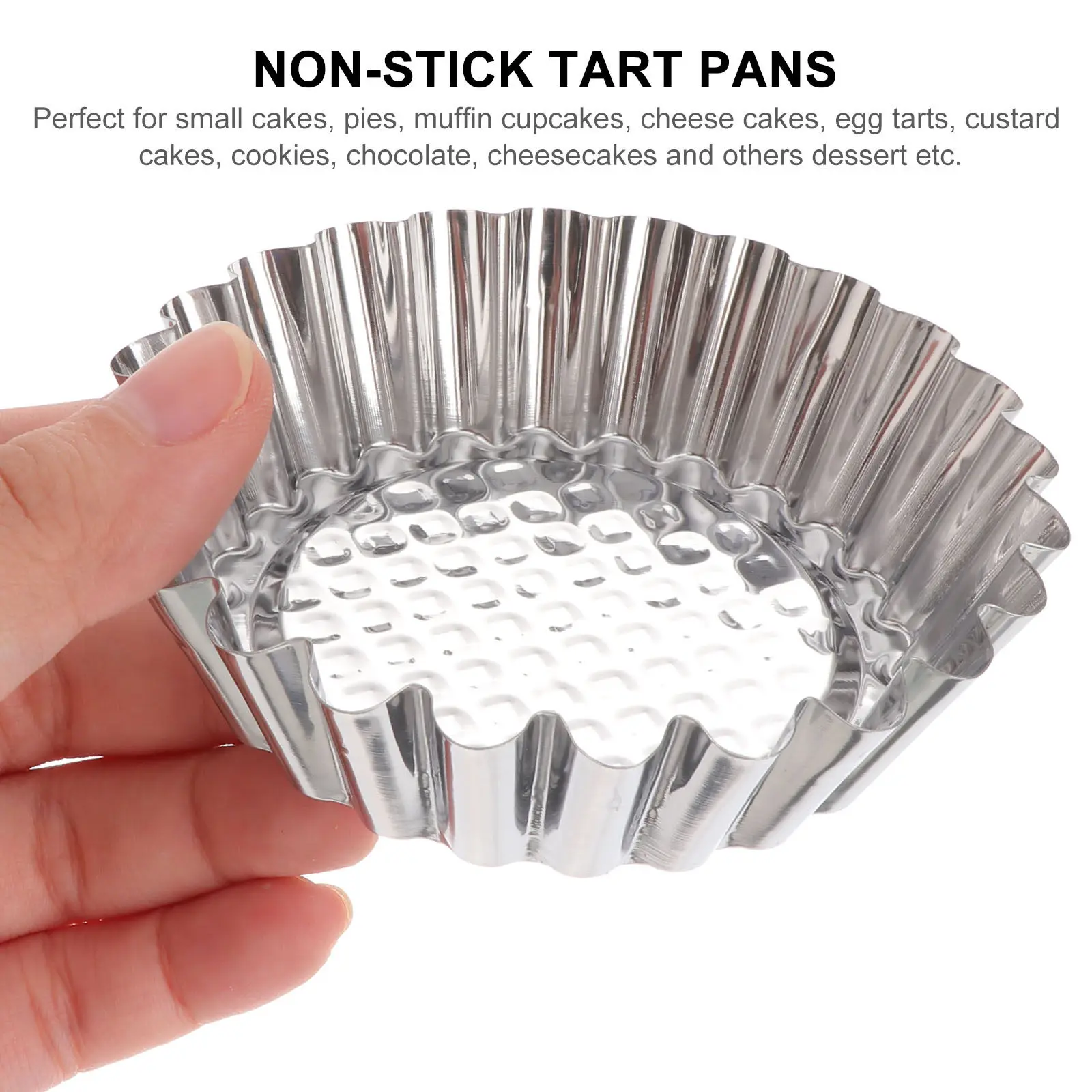 

20Pcs Carbon Steel Egg Tart Pan Nonstick Mini Tart Mold Quick Heat Conductive for Fruit Tarts Chocolate Cookies Dessert Baking
