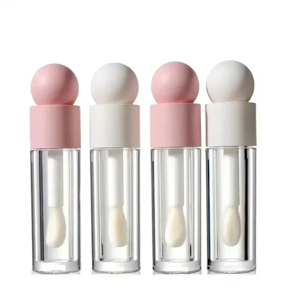 5ml Lip Gloss Tube Thick Rod Matte Transparent Pink Empty Bottle Dispenser Large Brush Head Storage Bottle Lips Glaze Container