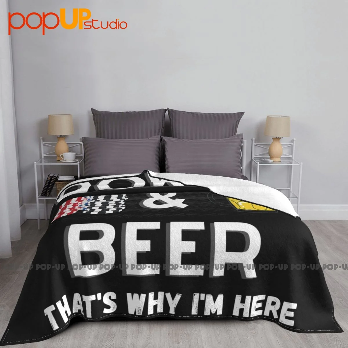 Poker And Beer Thats Why I‘M Here Funny Poker Blanket Plush Sofa Bed Plus Velvet Couch Blanket Machine Washable