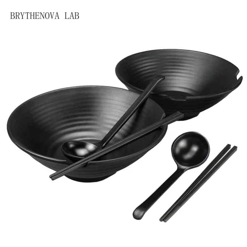 Juego de 2 Tazones Japoneses para Fideos con Cuchara, Vajilla Retro para Restaurante y Hogar, Tazón Grande para Ramen, Arroz, Fideos y Sopa