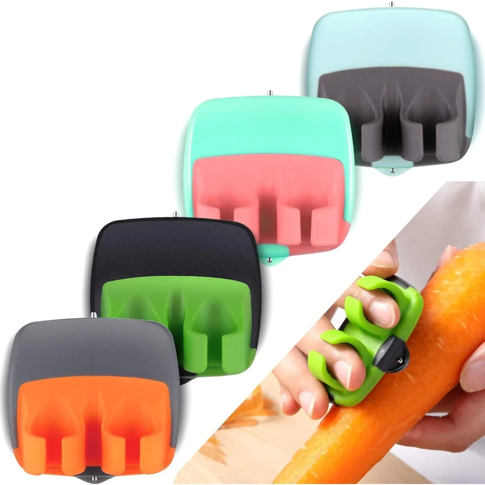 

4 Pieces Finger Vegetable Palm Peeler Kitchen Fruit Potato Peeler with Comfortable Rubber Finger Grip For Pumpkin Carrot Cucumber Potato