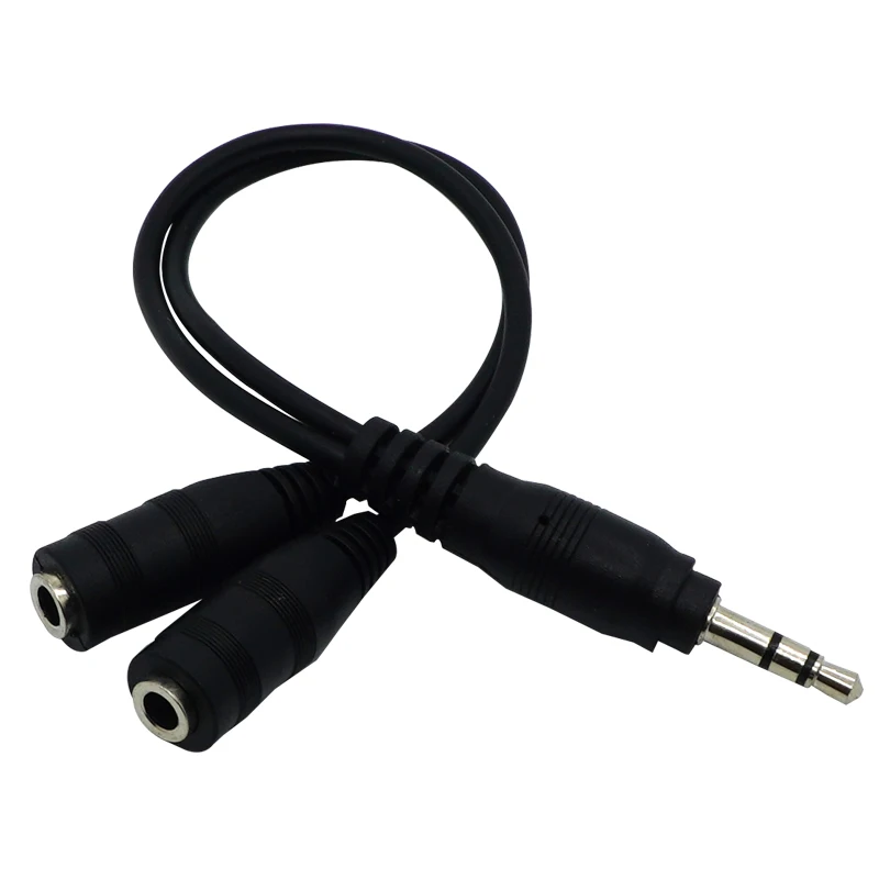 3.5mm Stereo Audio Male to 2 Female Headset Mic Y Splitter Cable Adapter Wholesale Drop Shipping Drop Shipping