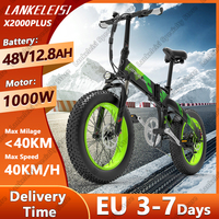 Lankeleisi X2000 PLUS E-Bike 1000W 48V12.8AH City Foldable Electric Bicycle Aldult 20*4.0 Inch Fat Tire Convenient Electric Bike