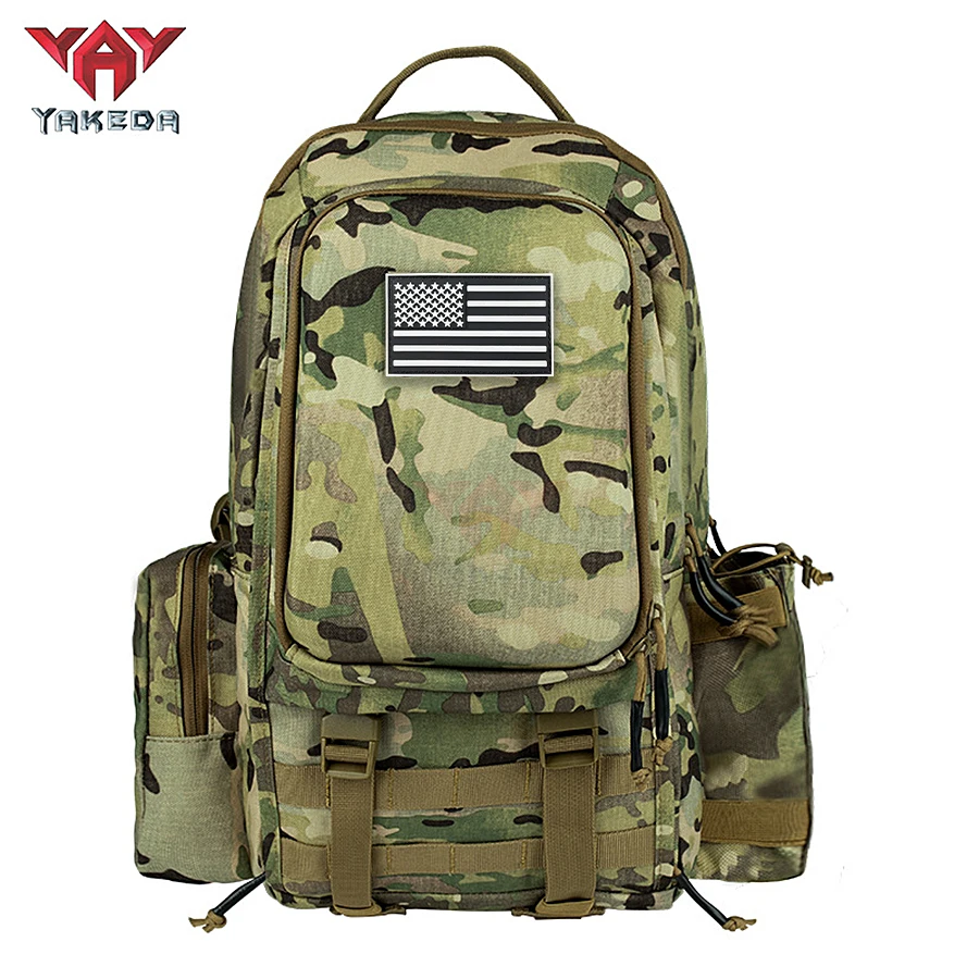 

YAKEDA durable and wear-resistant multi-layer backpack, with small auxiliary bags attached on both sides
