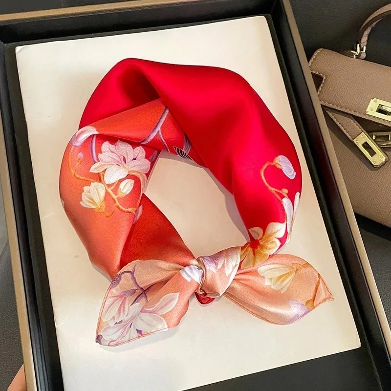 

53 см шелковый квадратный шарф с цветочным принтом, женские модные и универсальные шарфы с принтом, высококачественный декоративный шарф, шаль, платок