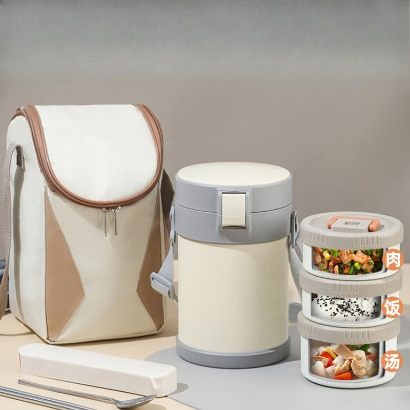 Insulation lunch box Stainless steel multi-layer rice bucket can be heated in microwave oven for 24 hours Insulation student spe