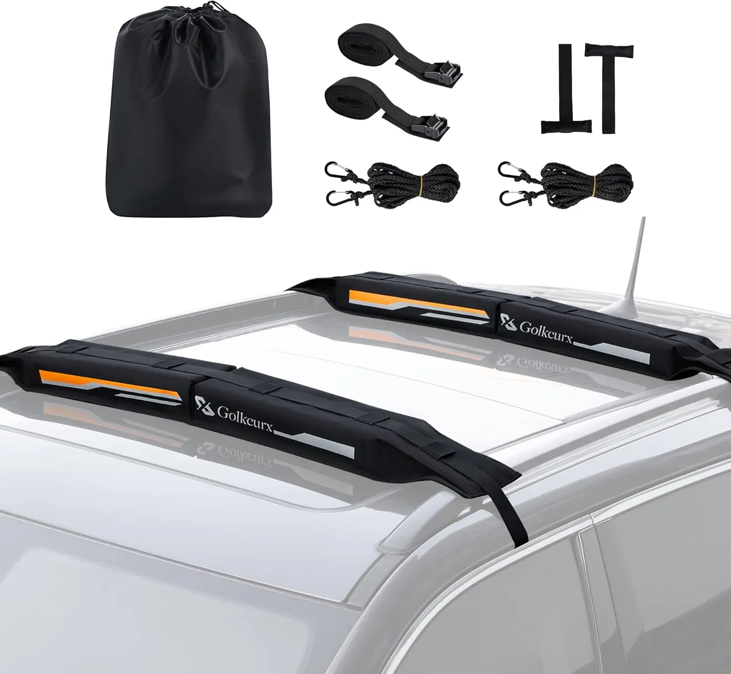 Universal Soft Roof Rack Pads for Kayak, Surfboard, SUP, Canoe, Snowboard with Straps and Bag