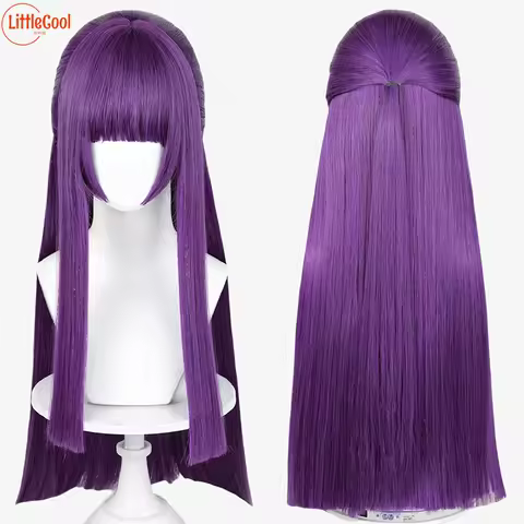 High Quality Anime Fern Cosplay Wig 80cm Long Straight Purple Hair Halloween Role Play Heat Resistant Synthetic Wigs + Wig Cap