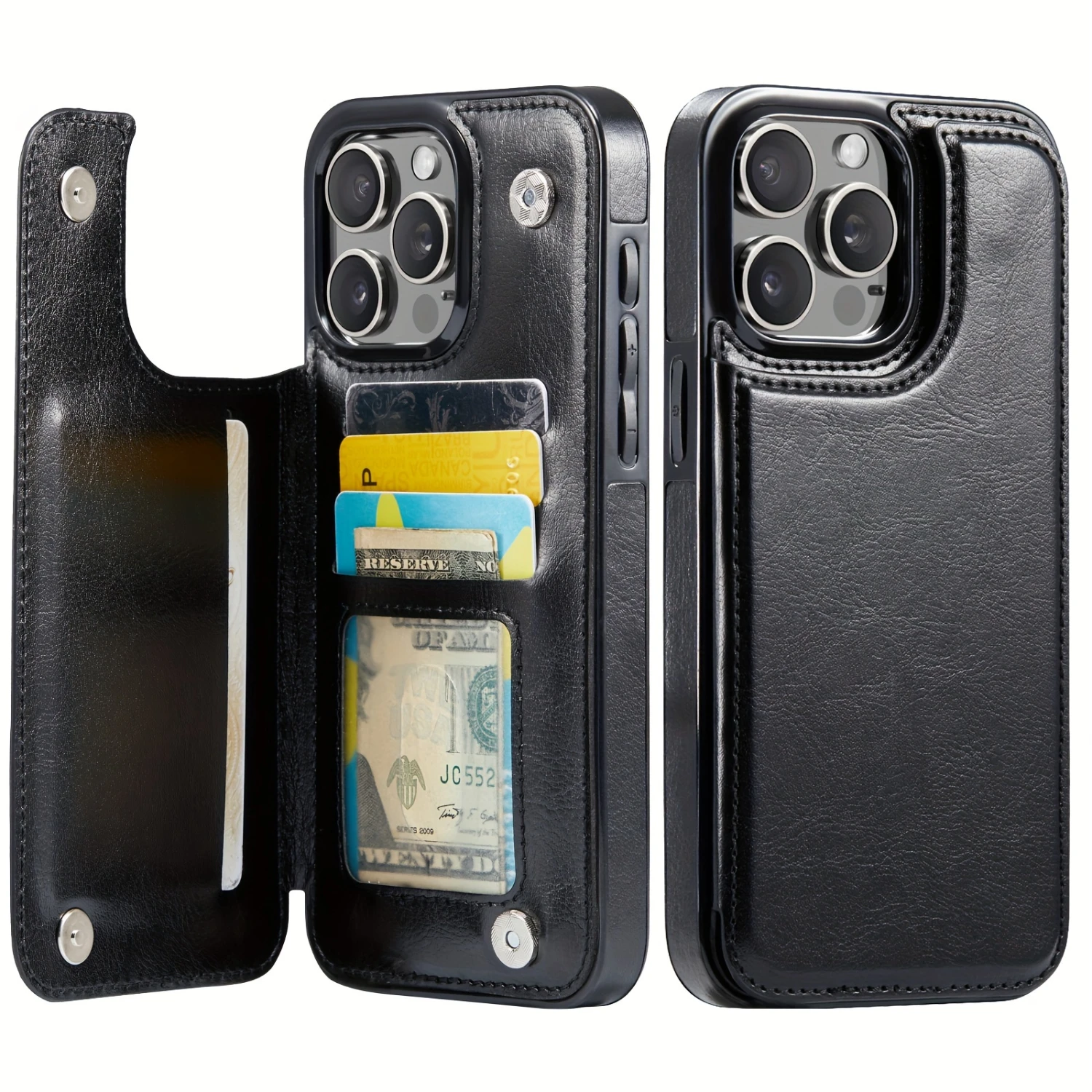 

Stylish Phone Case with Kickstand & Card Slots for 15 14 Plus 13 12 11 Pro Max - Men & Women