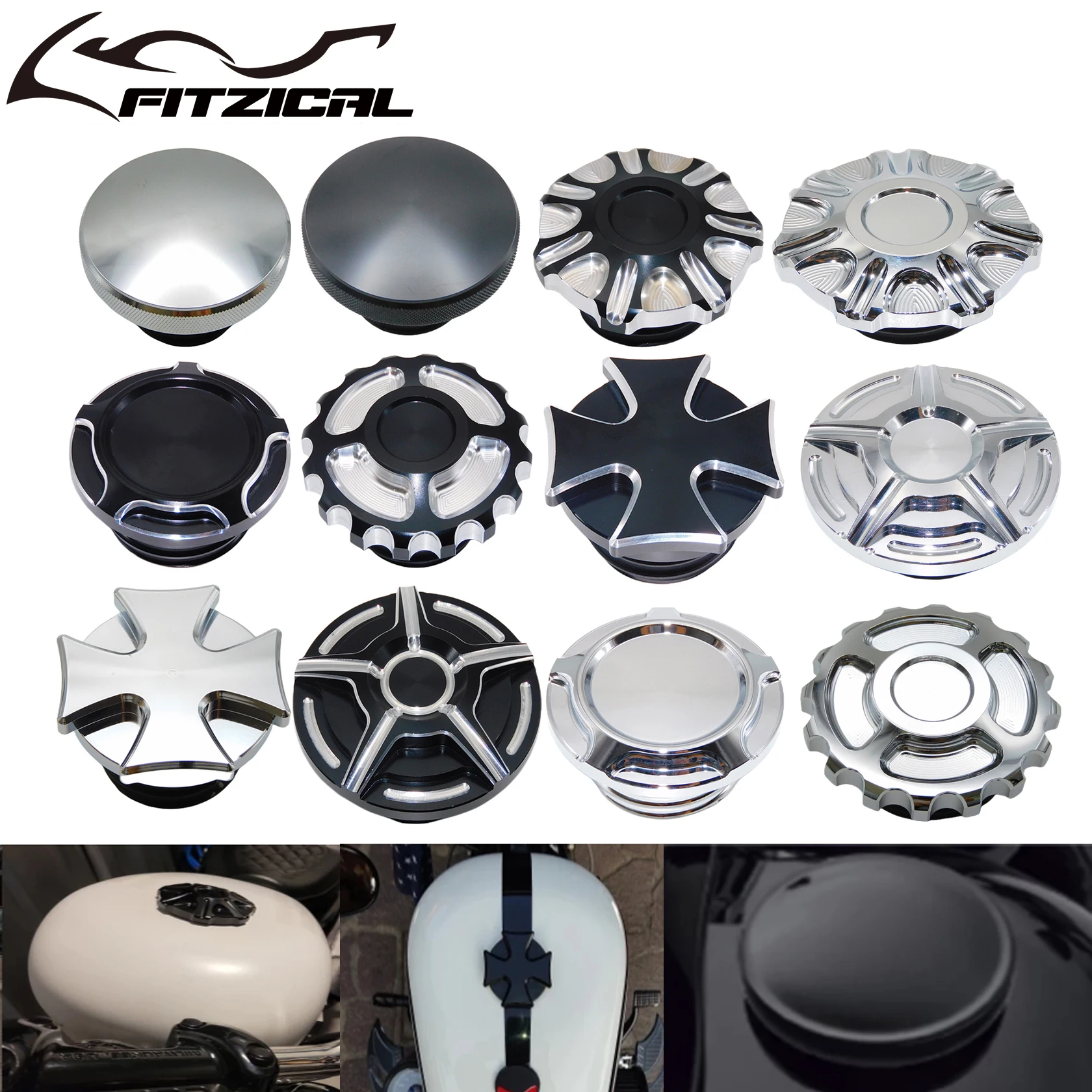 Motorcycle CNC Aluminum Fuel Gas Tank Vented Decorative Oil Cap For Harley Sportster XL 1200 883 Touring Road King Softail Dyna