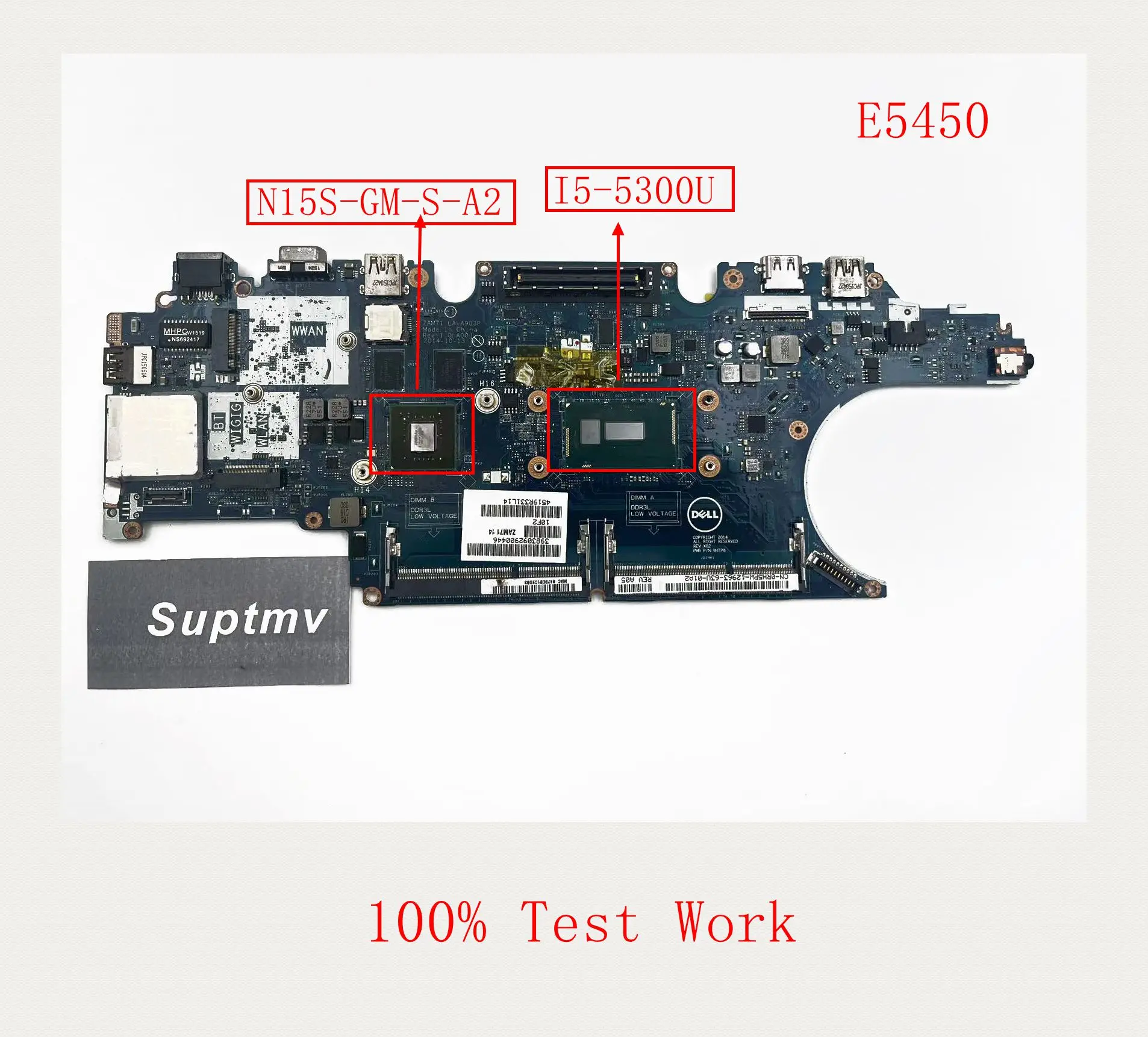 Notebook Motherboard is Suitable for the DELL Latitude E5450 0RH5PW  LA-A903P DDR3L I5-5300U Test Work