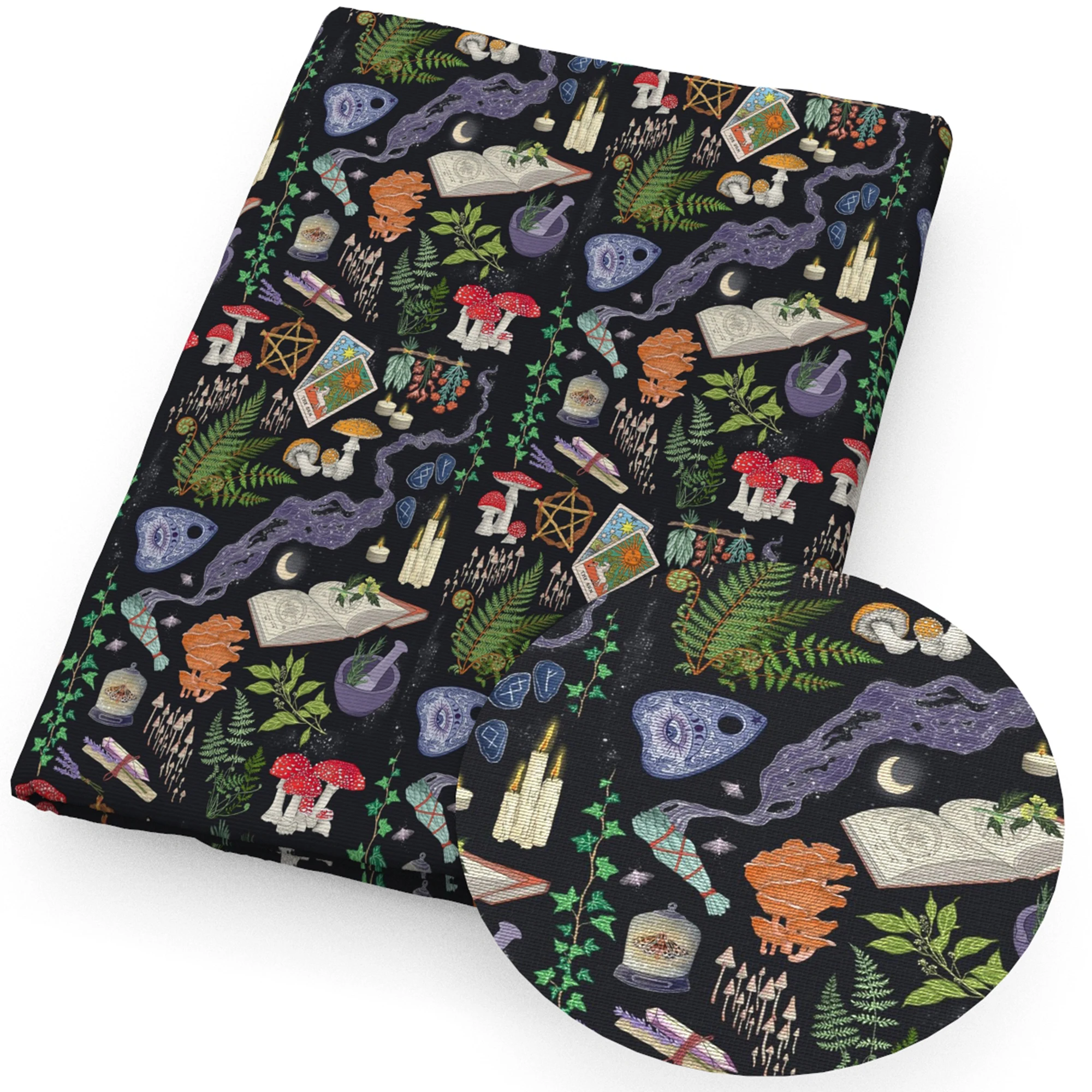 50*145cm Mushroom Black Series Polyester Cotton Fabric Tissue Sewing Quilting Fabrics Needlework Material DIY Handmade Curtain