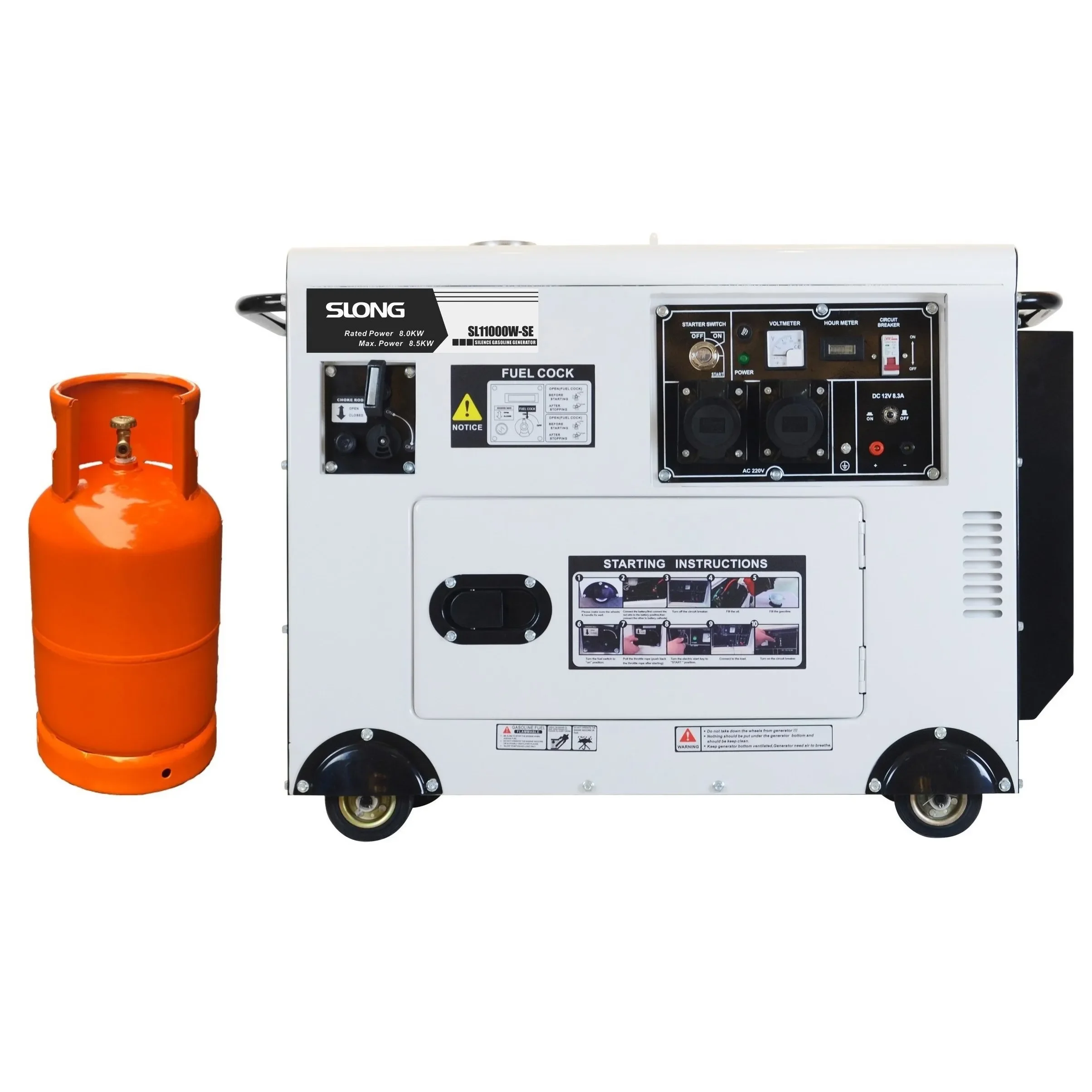 

Slong 5kw 6kw 7kw 8kw 9kw SL1000W-SE silent dual fuel oline propane generator