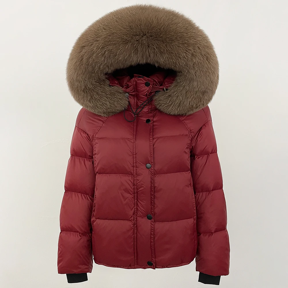 

CXFS Утолщенная теплая пушистая куртка-пуховик Femlae 2025 Новая осенне-зимняя верхняя одежда Женская одежда с капюшоном из натурального лисьего меха на пуху Caot