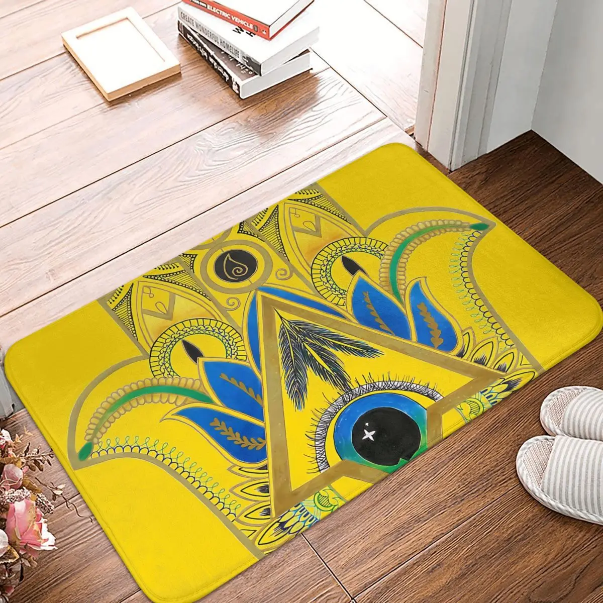 Emblems Brazilian Samba Simmy Ghatt Hamasa Hamsa Hand Fatima Non-Slip Carpet Doormat Living Room Kitchen Mat Welcome Home Rug