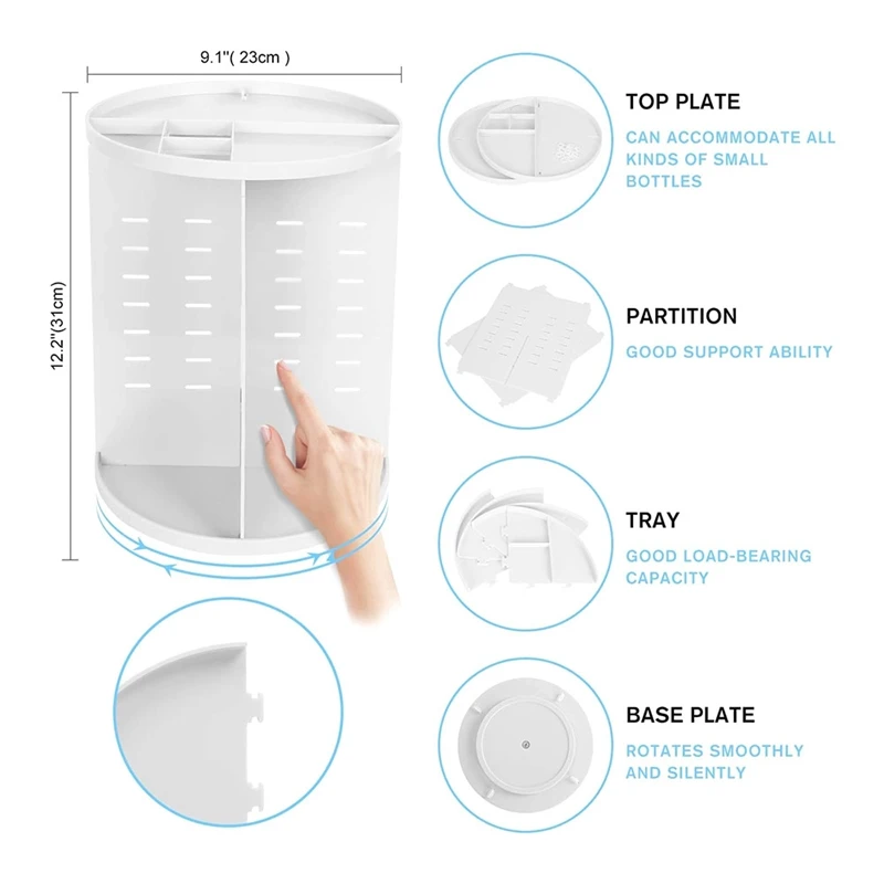 360 Rotating Makeup Organizer, DIY Adjustable Makeup Spinning Holder Storage Rack, Capacity Make Up Shelf Cosmetics A Durable