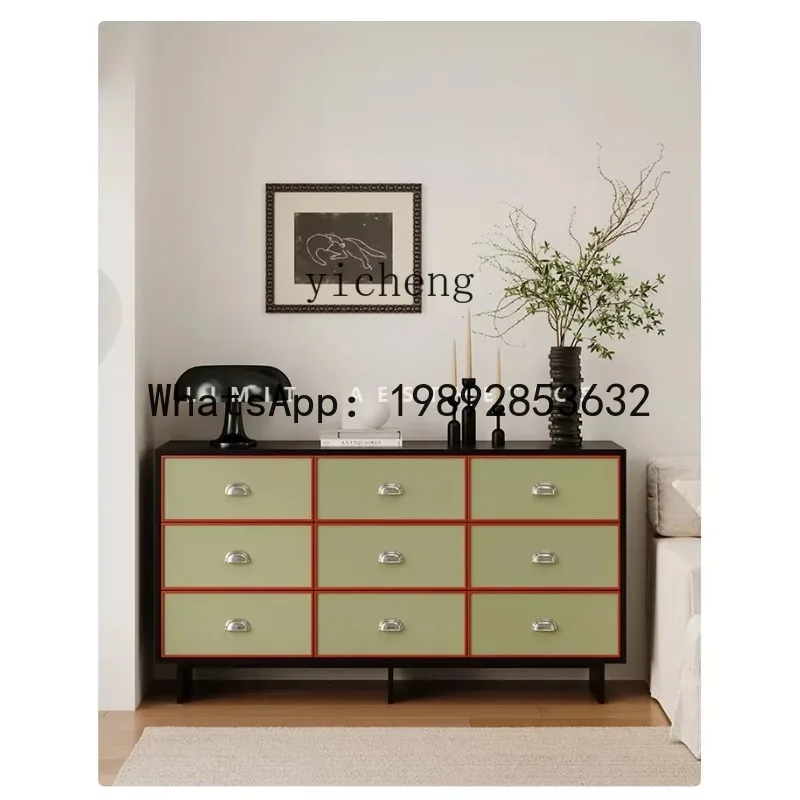 

X4 nine-chest cabinet retro solid wood side cabinet, hallway cabinet, living room storage, drawer cabinet