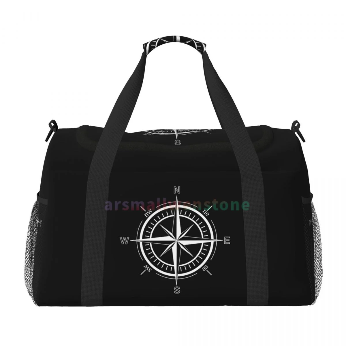 Compass Print Travel Duffel Bags Sport Gym Yoga Luggage Bag Personalized Weekender Bag with Shoulder Strap