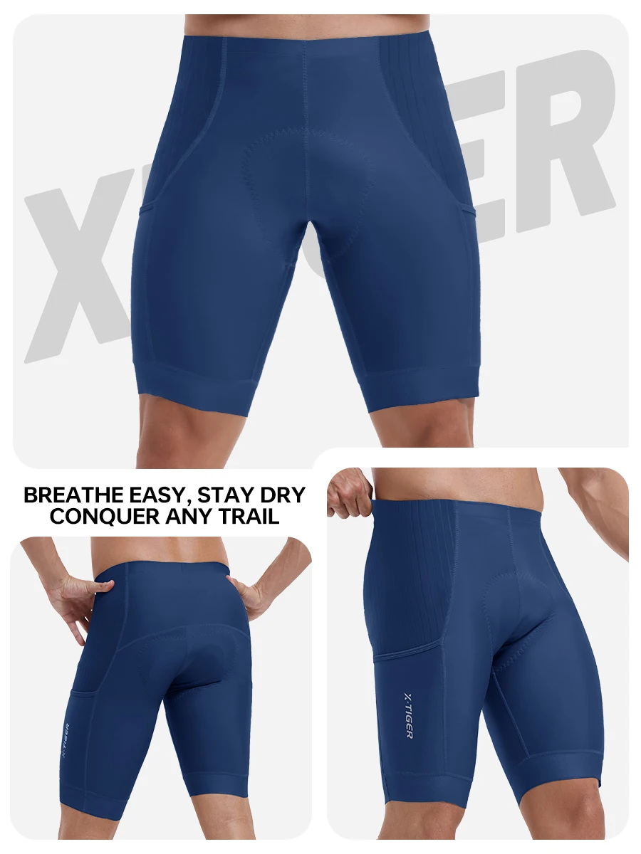 X-TIGER Herren-Fahrrad-Radhose, stoßdämpfendes Schwammpolster, MTB-Rennrad-Shorts, Sommer, atmungsaktiv, schmale Passform, Radhose – Detail 12