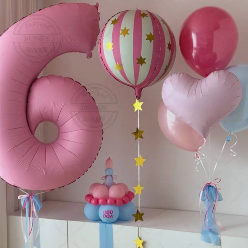 23 Stück 4D gestreifter Stern mit 40-Zoll-Zahlenfolienballon, Geburtstagsfeier, Hochzeit, DIY-Deko-Ballons, Familienfeier-Dekorationszubehör