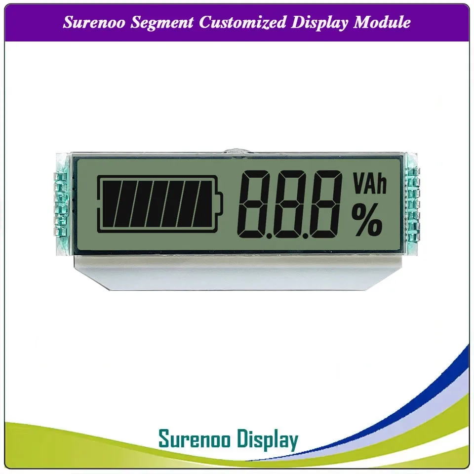 Surenoo Segment ICON LCD Module Display Panel Battery Capacity, Voltage, 888 Digits, Percentage & Time RGB for Coulomb Meter