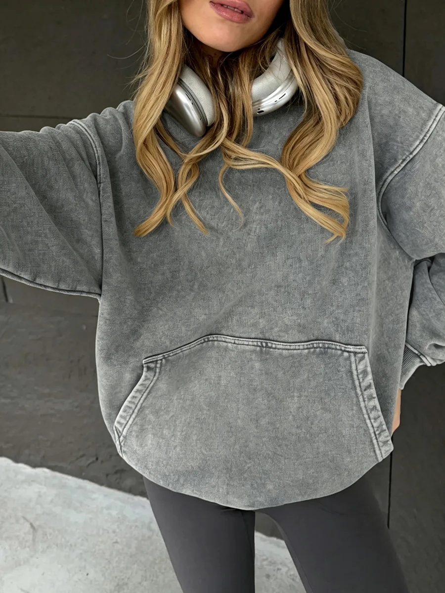 Wolfeel Women's Hooded Sweatshirt Set Long Sleeved Pullover Hooded Sweatshirt Loose Fit Casual Spring and Autumn Sportswear