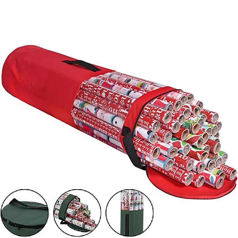 

Christmas Gifts Wrapping Paper Storage Bag Rolls Ribbon Holder Christmas Tree Bags 40 Inch PVC Transparent Handle Storage Bag