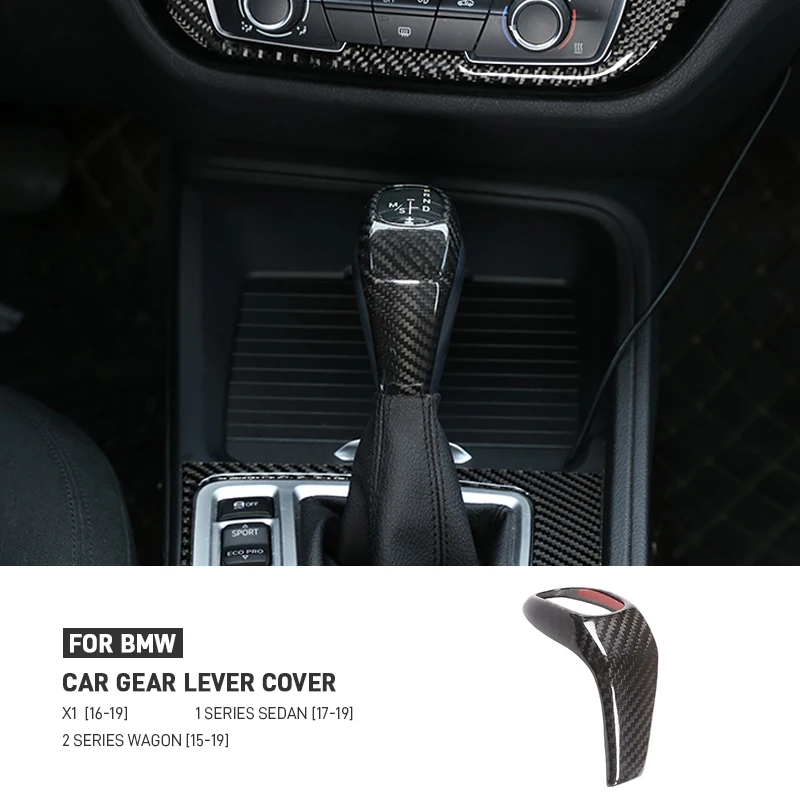

For BMW 1 2 Series X1 F48 F46 F45 2015-2019 Real Carbon Fiber Car Gear Head Shift Knob Protection Cover Trim Sticker Accessories