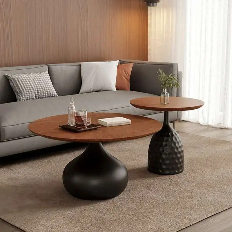 

Retro Round Coffee Table Solid Wood Aesthetic Clear Earring Study Side Table Living Room Replica Mesa Auxiliar Patio Furniture