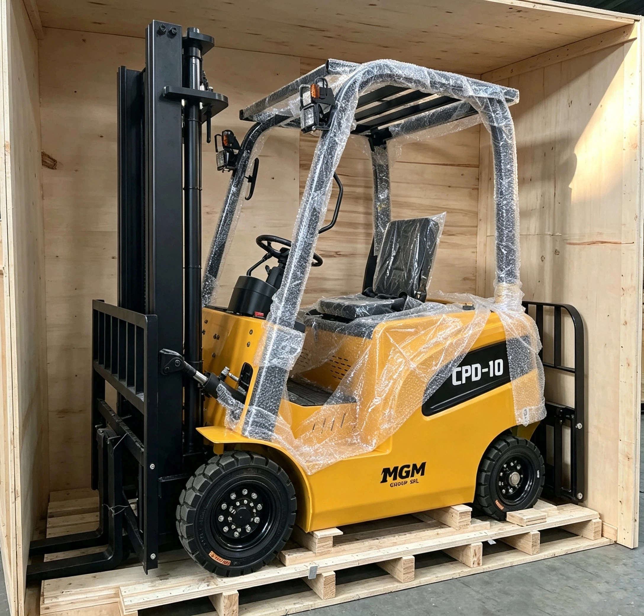 Image of Elektrischer Gabelstapler Tragbarer Stapler Stabile Hebevorrichtung Arbeitserleichternd Lagerhaus Frachttransport Ausrüstung Maßgefertigt