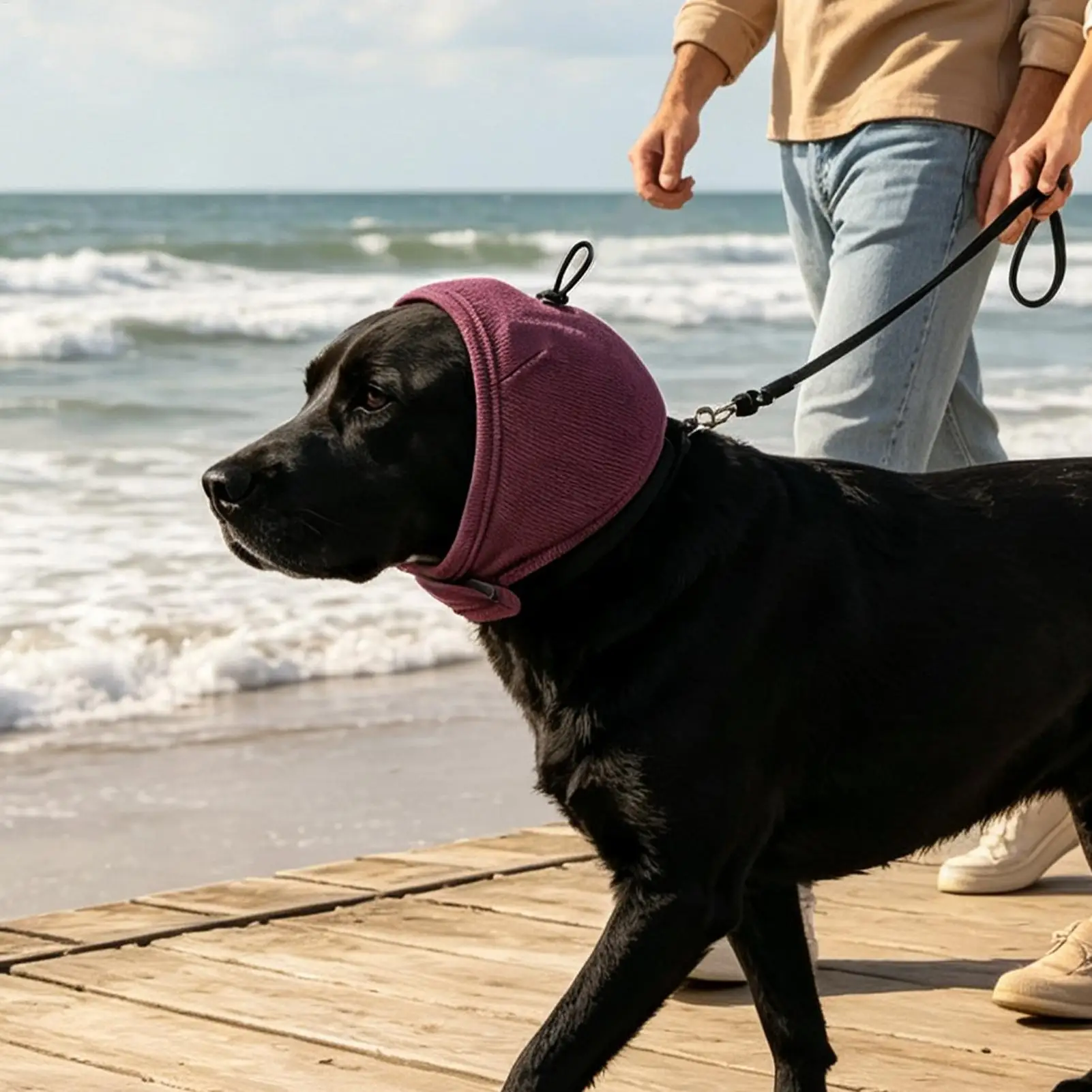 Dog Ear Covers For Noise Adjustable Sound Blocking Head Wrap Dog Ear Cover For Hearing Protection Grooming Bathing Thunder
