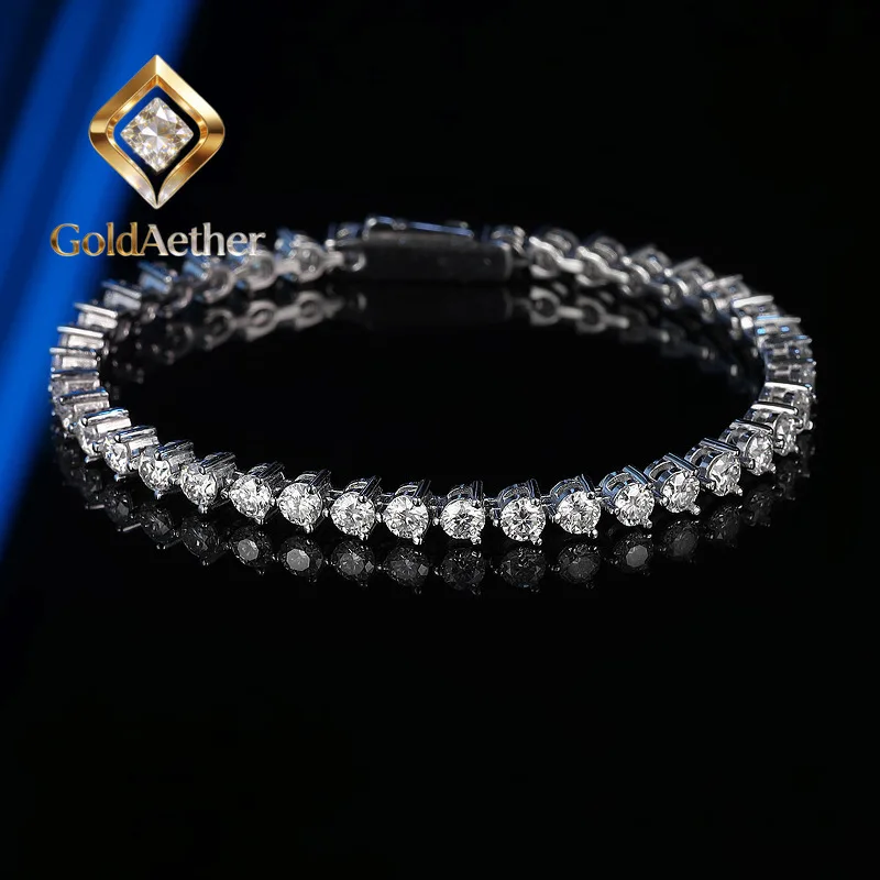 

Браслет GoldAether Luxury из цельной платины PT950 для женщин, 2,5 мм, 3 мм, с муассанитами и бриллиантами, полностью инкрустированный бриллиантами, теннисный браслет