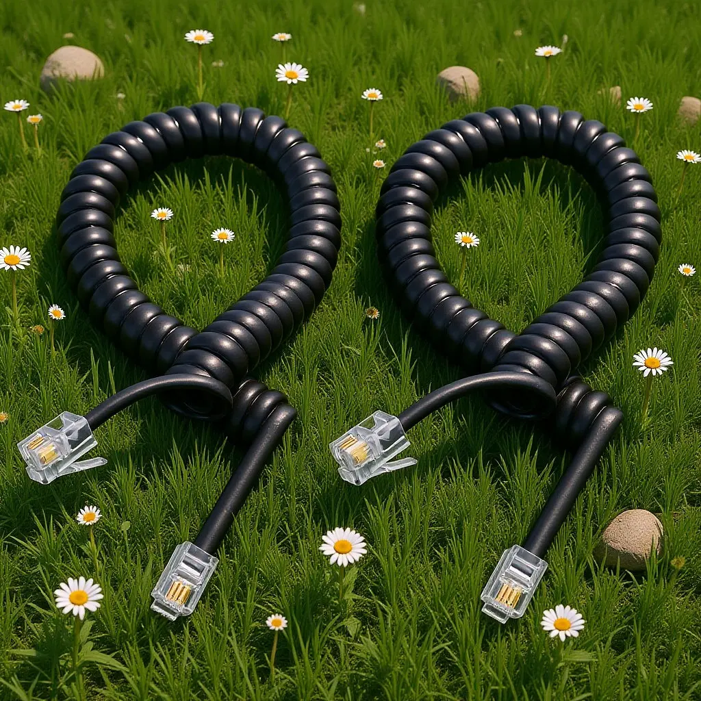 2Pcs Phone Cords Coiled Telephone Cord for Landline Phones Adjustable Length Stable Transmission Telephone Accessories