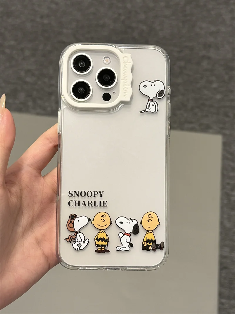 Snoopy Charile Peanuts Cute Cartoon Transparent Phone Case For Apple iPhone 15 14 13 Pro Max Case INS Soft Back Protect Cover