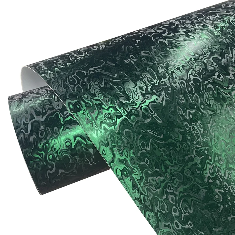 Premium 3D Cosmic Ghost Dark Green Forged Carbon Vinyl Wrap Roll Self Adhesive Decal Car Wrapping Foil Air Release