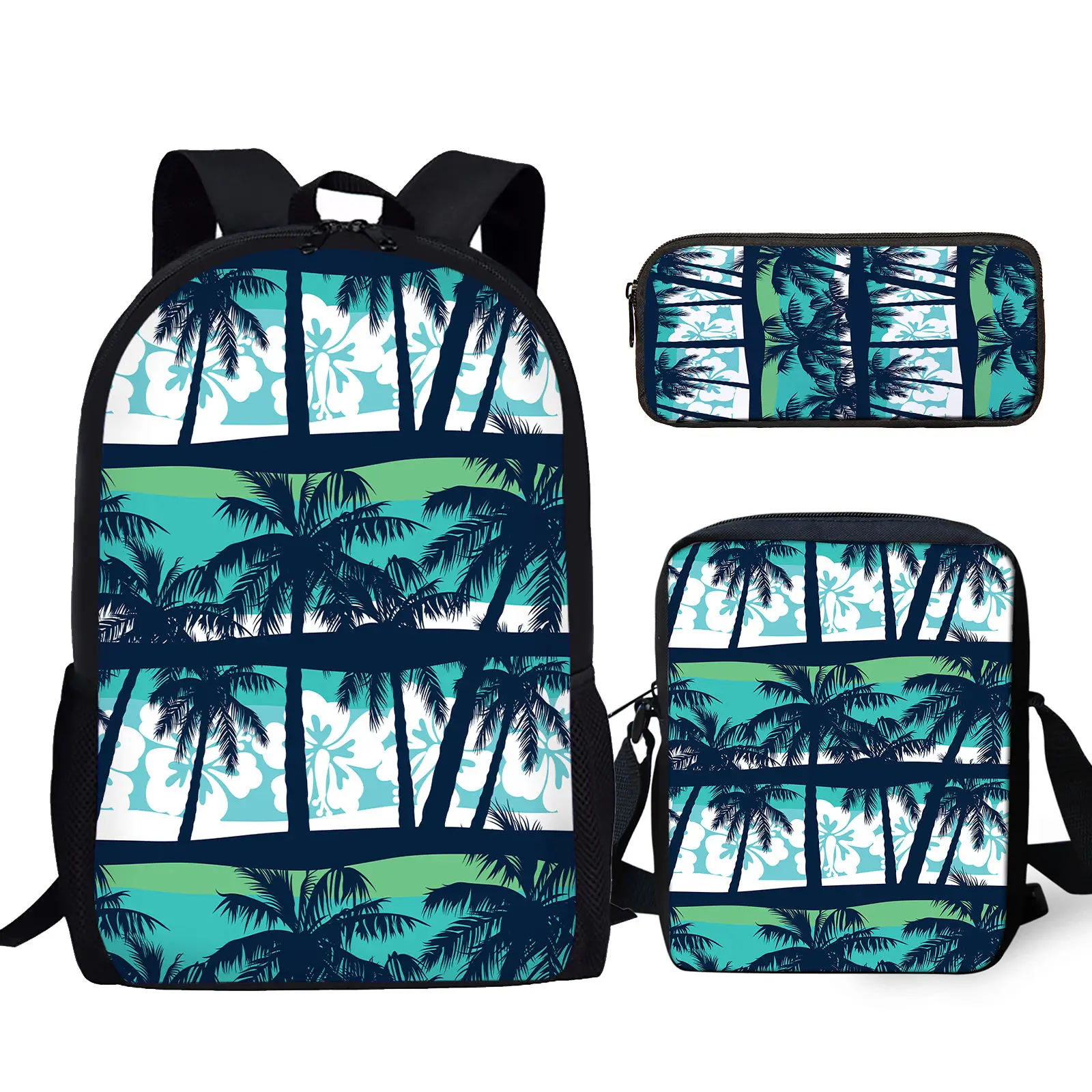 

2026 Hawaii Color Cartoon Coconut Tree 3D Printing Youth Laptop Bag Student Textbook Large Capacity Backpack Casual Messenger