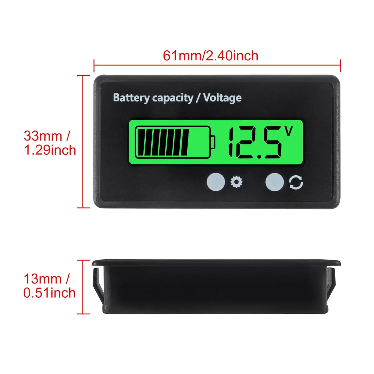 DC 12V 24V 36V 48V 60V 72V 84V Golf Cart Battery Meter with Alarm, Front Setting and Switch Key Battery Capacity Voltage Indicat