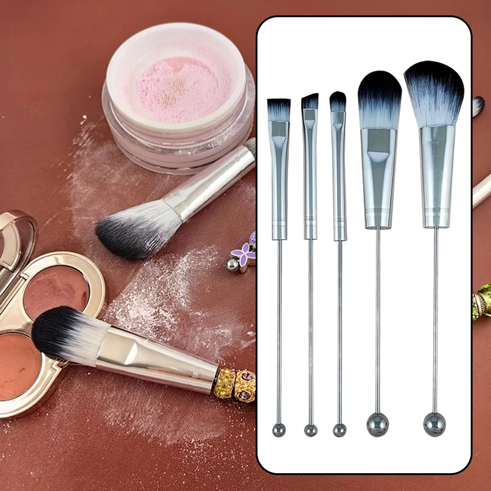 5 Pieces Beaded Eyeshadow Brush Cosmetic Brushes Premium Make Up Brushes Tool