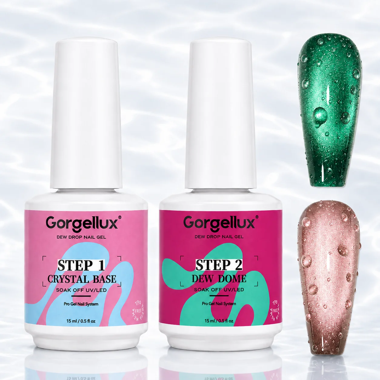 Nailpo HEMA/TPO Free New Water Drop Top Coat Set No Wipe Self Leveling Cure Long Wear 15ml High Quality For 3D Effect Manicure