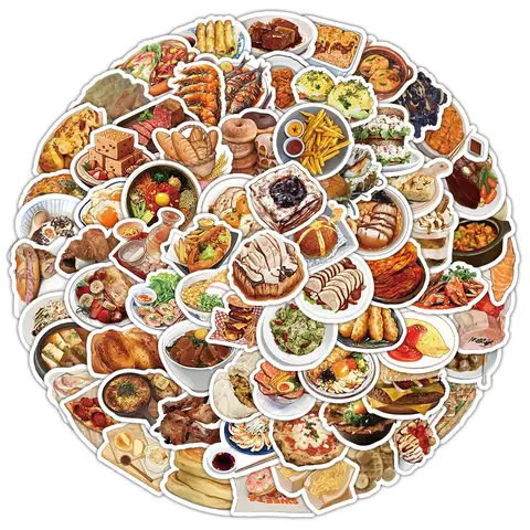 100PCS 헬멧 자전거 손 계정 연필 케이스 데칼에 대 한 현실적인 맛있는 음식 낙서 스티커