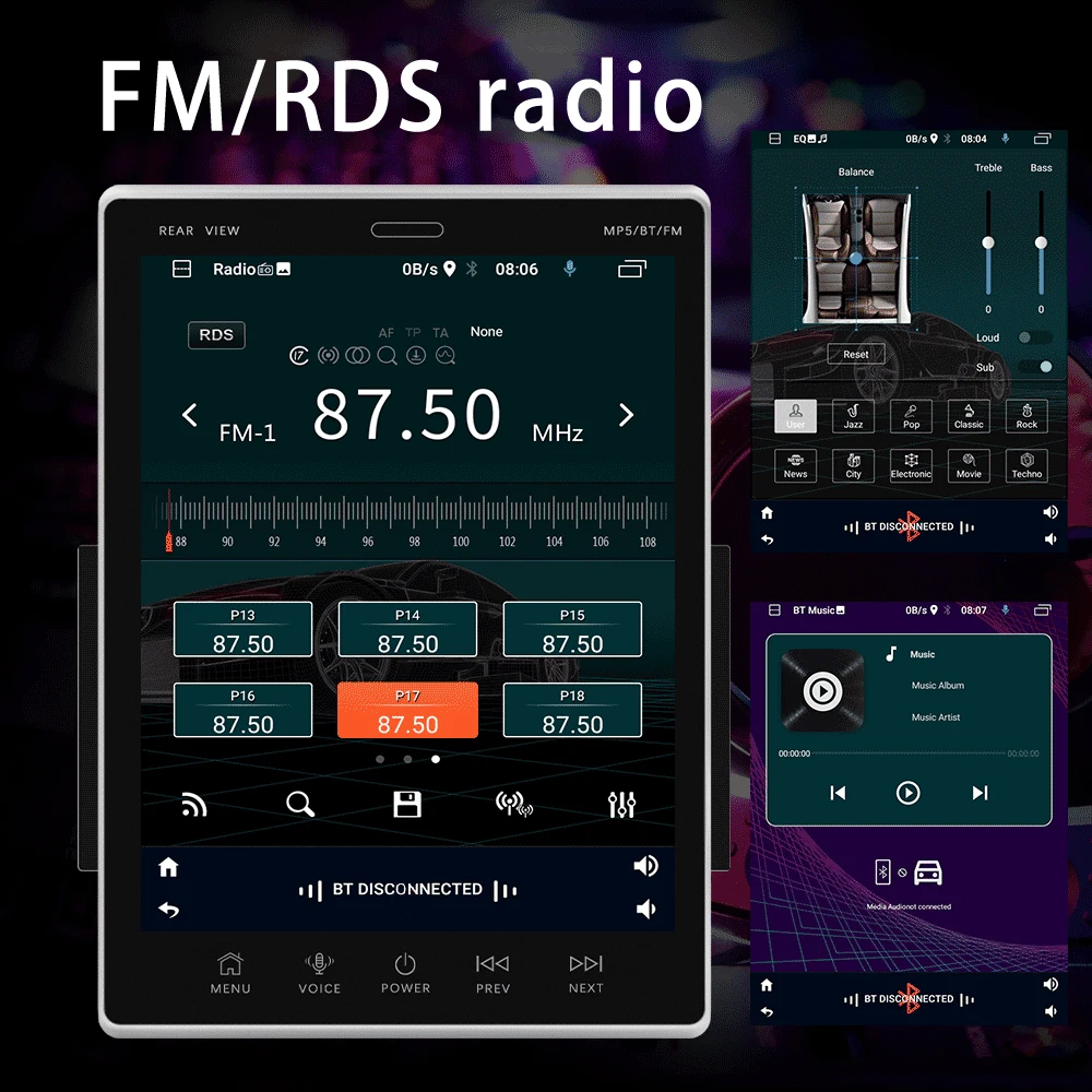 Podofo 2 Din Android 11 CarPlay Radio samochodowe 9.5 ''pionowy ekran Audio Stereo dla styl Tesla multimedialny odtwarzacz wideo Autoradio