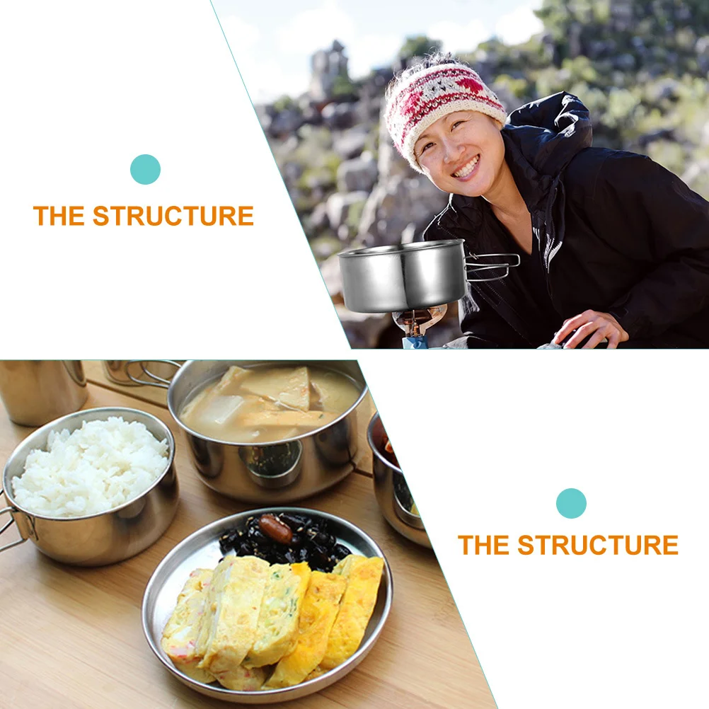 

1Set Camping Cookware Kit Portable Stainless Steel Multi-Function Outdoor Cooking Tool for Travel Picnic Hiking Durable