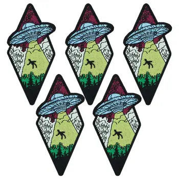 5片UFO外星人刺繡熨燙/縫紉貼片,男士彩色迷幻太空主題,適用於夾克、包包和帽子 10 最佳銷售 外星人補丁 - №6