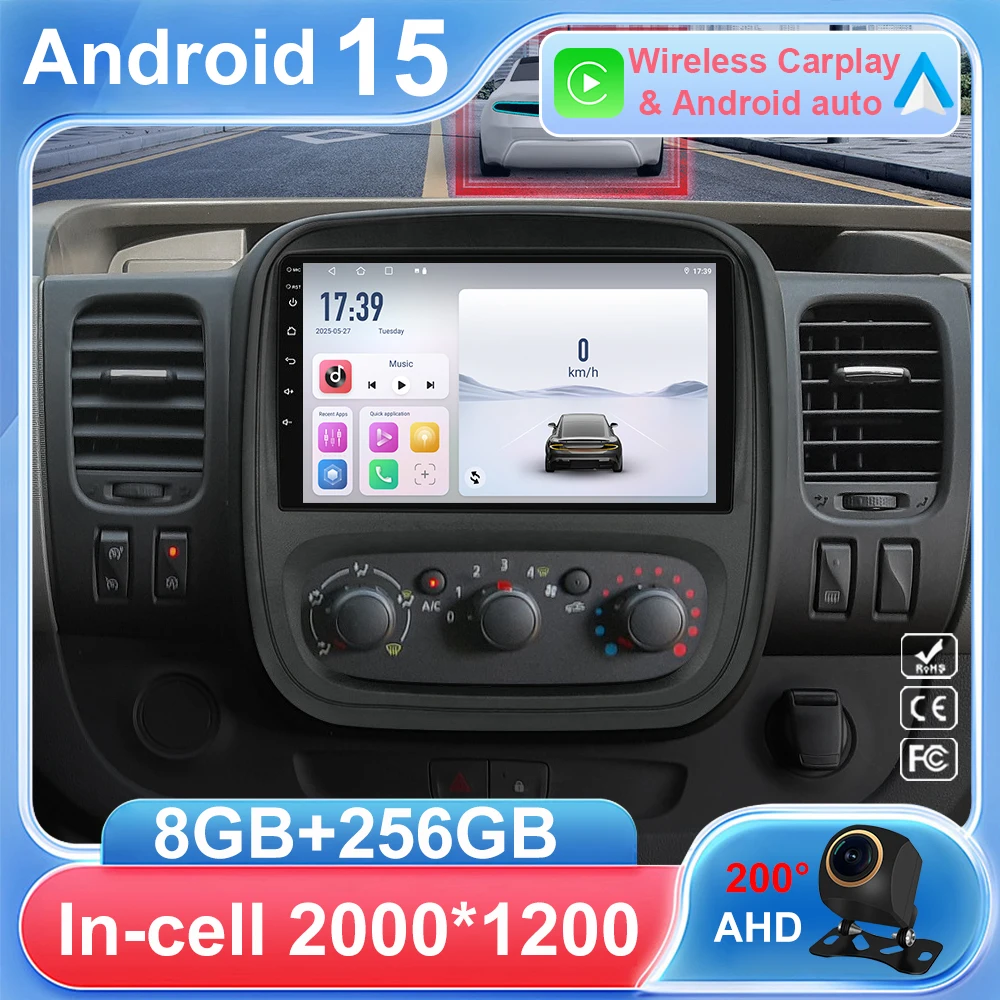 

For Renault Trafic 3 2014 - 2021 Android 15 For Opel Vivaro B 2014 - 2018 Head Unit 2DIN BT 4G WIFI Multimedia Stereo Video Play